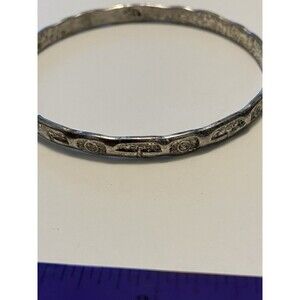 Sterling Silver Bangle Bracelet Engraved Sun 925 Mexico